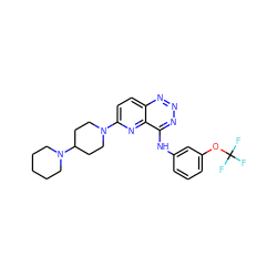 FC(F)(F)Oc1cccc(Nc2nnnc3ccc(N4CCC(N5CCCCC5)CC4)nc23)c1 ZINC000653713041