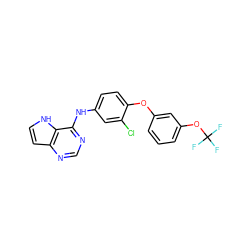 FC(F)(F)Oc1cccc(Oc2ccc(Nc3ncnc4cc[nH]c34)cc2Cl)c1 ZINC000073168124