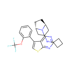 FC(F)(F)Oc1ccccc1-c1csc2ncnc(N3[C@H]4CC[C@H]3CC(NC3CCC3)C4)c12 ZINC000146555147