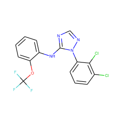 FC(F)(F)Oc1ccccc1Nc1ncnn1-c1cccc(Cl)c1Cl ZINC000029126455