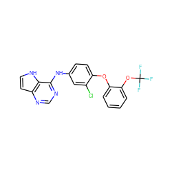 FC(F)(F)Oc1ccccc1Oc1ccc(Nc2ncnc3cc[nH]c23)cc1Cl ZINC000073168347