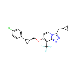 FC(F)(F)c1c(OC[C@H]2C[C@@H]2c2ccc(Cl)cc2)ccn2c(CC3CC3)nnc12 ZINC000669370742