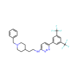 FC(F)(F)c1cc(-c2ccc(NCCC3CCN(Cc4ccccc4)CC3)nn2)cc(C(F)(F)F)c1 ZINC000013863637