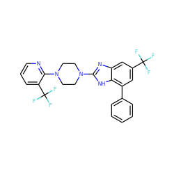 FC(F)(F)c1cc(-c2ccccc2)c2[nH]c(N3CCN(c4ncccc4C(F)(F)F)CC3)nc2c1 ZINC000035922600