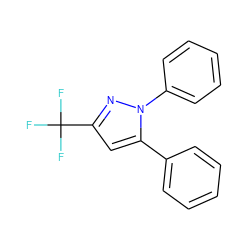 FC(F)(F)c1cc(-c2ccccc2)n(-c2ccccc2)n1 ZINC000013761871