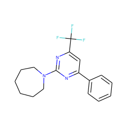 FC(F)(F)c1cc(-c2ccccc2)nc(N2CCCCCC2)n1 ZINC000000213170