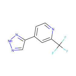 FC(F)(F)c1cc(-c2cn[nH]n2)ccn1 ZINC000095563213