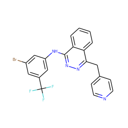 FC(F)(F)c1cc(Br)cc(Nc2nnc(Cc3ccncc3)c3ccccc23)c1 ZINC000013808863