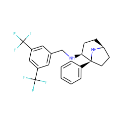 FC(F)(F)c1cc(CN[C@H]2CC[C@H]3CC[C@@]2(c2ccccc2)N3)cc(C(F)(F)F)c1 ZINC000101069559