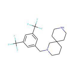 FC(F)(F)c1cc(CN2CCCC3(CCNCC3)C2)cc(C(F)(F)F)c1 ZINC000003956324