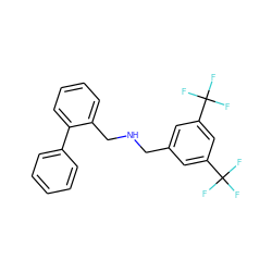 FC(F)(F)c1cc(CNCc2ccccc2-c2ccccc2)cc(C(F)(F)F)c1 ZINC000028570284