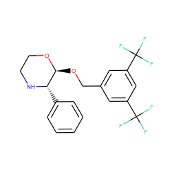 FC(F)(F)c1cc(CO[C@@H]2OCCN[C@H]2c2ccccc2)cc(C(F)(F)F)c1 ZINC000013755698