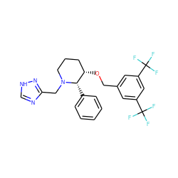 FC(F)(F)c1cc(CO[C@H]2CCCN(Cc3nc[nH]n3)[C@H]2c2ccccc2)cc(C(F)(F)F)c1 ZINC000036323703