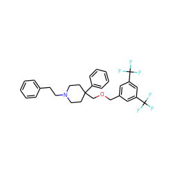 FC(F)(F)c1cc(COCC2(c3ccccc3)CCN(CCc3ccccc3)CC2)cc(C(F)(F)F)c1 ZINC000027524291