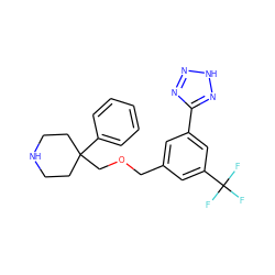 FC(F)(F)c1cc(COCC2(c3ccccc3)CCNCC2)cc(-c2nn[nH]n2)c1 ZINC000201222729