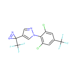 FC(F)(F)c1cc(Cl)c(-n2cc(C3(C(F)(F)F)N=N3)cn2)c(Cl)c1 ZINC000026743709