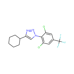 FC(F)(F)c1cc(Cl)c(-n2cc(C3CCCCC3)nn2)c(Cl)c1 ZINC000028825630