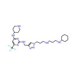 FC(F)(F)c1cc(NC2CCNCC2)nc(NCc2cn(CCCNCCCNC3CCCCC3)nn2)n1 ZINC001772657315