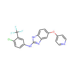 FC(F)(F)c1cc(Nc2nc3cc(Oc4ccncc4)ccc3[nH]2)ccc1Cl ZINC000014965231