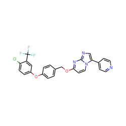 FC(F)(F)c1cc(Oc2ccc(COc3ccn4c(-c5ccncc5)cnc4n3)cc2)ccc1Cl ZINC000473170879