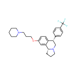 FC(F)(F)c1ccc([C@@H]2CN3CCC[C@@H]3c3cc(OCCCN4CCCCC4)ccc32)cc1 ZINC000028885745