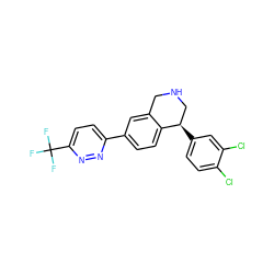 FC(F)(F)c1ccc(-c2ccc3c(c2)CNC[C@H]3c2ccc(Cl)c(Cl)c2)nn1 ZINC000114516152