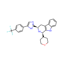 FC(F)(F)c1ccc(-c2cnc([C@H]3Cc4c([nH]c5ccccc45)[C@@H](C4CCOCC4)N3)[nH]2)cc1 ZINC000653719105