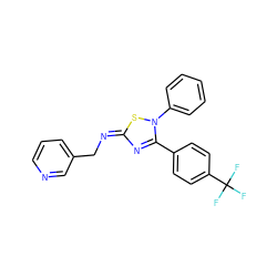 FC(F)(F)c1ccc(-c2n/c(=N\Cc3cccnc3)sn2-c2ccccc2)cc1 ZINC000101506388