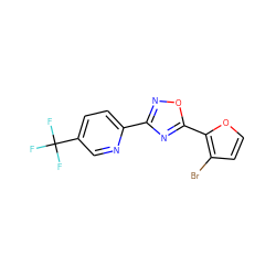 FC(F)(F)c1ccc(-c2noc(-c3occc3Br)n2)nc1 ZINC000013671443