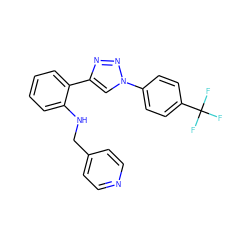 FC(F)(F)c1ccc(-n2cc(-c3ccccc3NCc3ccncc3)nn2)cc1 ZINC000042890080