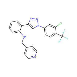 FC(F)(F)c1ccc(-n2cc(-c3ccccc3NCc3ccncc3)nn2)cc1Cl ZINC000040423881