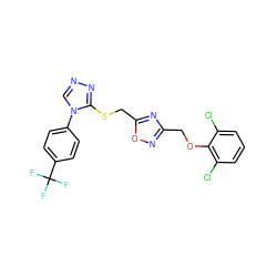 FC(F)(F)c1ccc(-n2cnnc2SCc2nc(COc3c(Cl)cccc3Cl)no2)cc1 ZINC000001028479