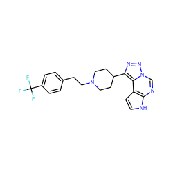 FC(F)(F)c1ccc(CCN2CCC(c3nnn4cnc5[nH]ccc5c34)CC2)cc1 ZINC001772633500