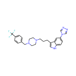 FC(F)(F)c1ccc(CN2CCN(CCCc3c[nH]c4ccc(-n5cnnc5)cc34)CC2)cc1 ZINC000022939210