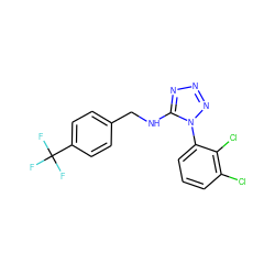 FC(F)(F)c1ccc(CNc2nnnn2-c2cccc(Cl)c2Cl)cc1 ZINC000071331113