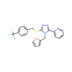 FC(F)(F)c1ccc(CSc2nnc(-c3ccccn3)n2Cc2ccco2)cc1 ZINC000066124187