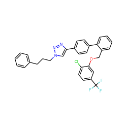 FC(F)(F)c1ccc(Cl)c(OCc2ccccc2-c2ccc(-c3cn(CCCc4ccccc4)nn3)cc2)c1 ZINC000066122723