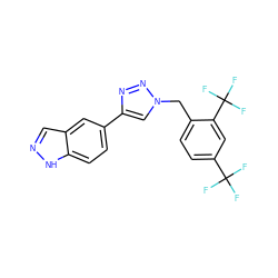 FC(F)(F)c1ccc(Cn2cc(-c3ccc4[nH]ncc4c3)nn2)c(C(F)(F)F)c1 ZINC000063298318