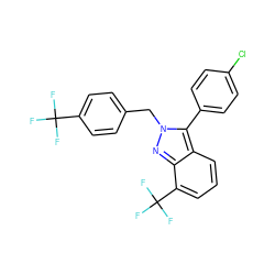 FC(F)(F)c1ccc(Cn2nc3c(C(F)(F)F)cccc3c2-c2ccc(Cl)cc2)cc1 ZINC000040423246