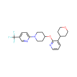 FC(F)(F)c1ccc(N2CCC(Oc3ncccc3C3CCOCC3)CC2)nc1 ZINC000096169013