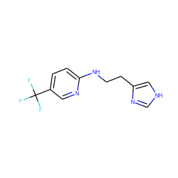 FC(F)(F)c1ccc(NCCc2c[nH]cn2)nc1 ZINC000013743051