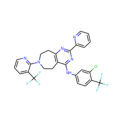 FC(F)(F)c1ccc(Nc2nc(-c3ccccn3)nc3c2CCN(c2ncccc2C(F)(F)F)CC3)cc1Cl ZINC000145156465