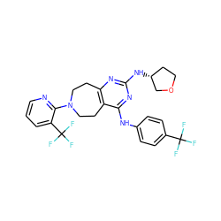 FC(F)(F)c1ccc(Nc2nc(N[C@@H]3CCOC3)nc3c2CCN(c2ncccc2C(F)(F)F)CC3)cc1 ZINC000200430302