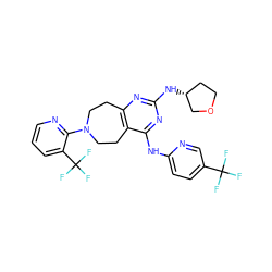 FC(F)(F)c1ccc(Nc2nc(N[C@@H]3CCOC3)nc3c2CCN(c2ncccc2C(F)(F)F)CC3)nc1 ZINC000200430206