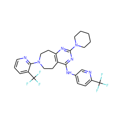 FC(F)(F)c1ccc(Nc2nc(N3CCCCC3)nc3c2CCN(c2ncccc2C(F)(F)F)CC3)cn1 ZINC000147129794