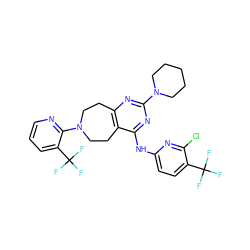 FC(F)(F)c1ccc(Nc2nc(N3CCCCC3)nc3c2CCN(c2ncccc2C(F)(F)F)CC3)nc1Cl ZINC000147153478