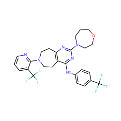 FC(F)(F)c1ccc(Nc2nc(N3CCCOCC3)nc3c2CCN(c2ncccc2C(F)(F)F)CC3)cc1 ZINC000144550412