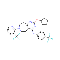 FC(F)(F)c1ccc(Nc2nc(OC3CCCC3)nc3c2CCN(c2ncccc2C(F)(F)F)CC3)cc1 ZINC000145197118