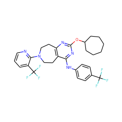 FC(F)(F)c1ccc(Nc2nc(OC3CCCCCC3)nc3c2CCN(c2ncccc2C(F)(F)F)CC3)cc1 ZINC000147321610