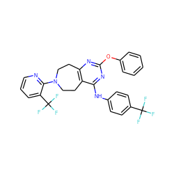 FC(F)(F)c1ccc(Nc2nc(Oc3ccccc3)nc3c2CCN(c2ncccc2C(F)(F)F)CC3)cc1 ZINC000145063104